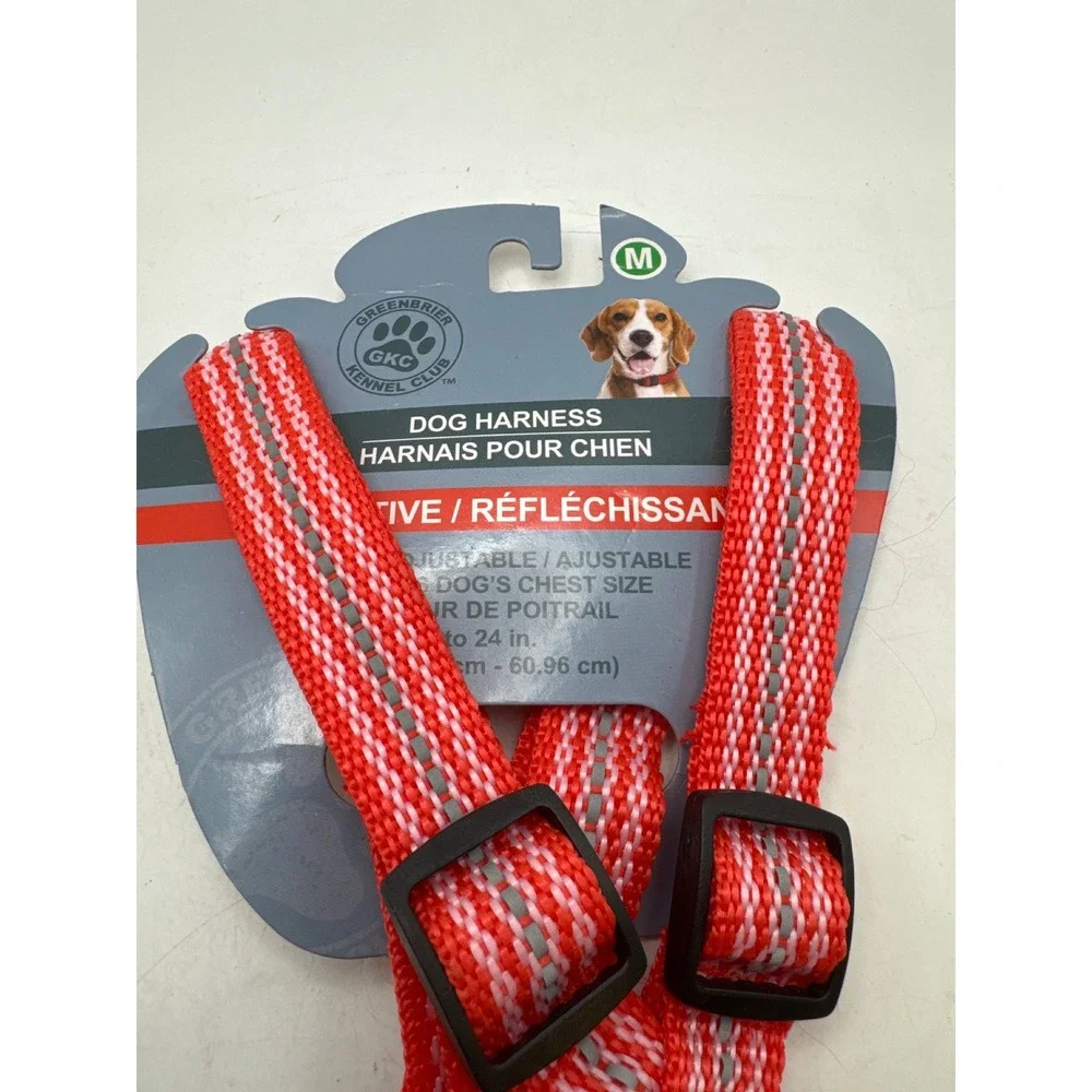 Greenbrier Kennel Club Dog Harness Reflective Red Gray White Size M Adjustable